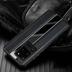 Coque Silicone Gel Motif Cuir Housse Etui H04 pour Samsung Galaxy S20 Ultra Noir