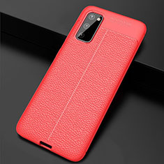 Coque Silicone Gel Motif Cuir Housse Etui H05 pour Samsung Galaxy S20 Rouge