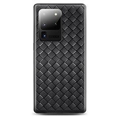 Coque Silicone Gel Motif Cuir Housse Etui H05 pour Samsung Galaxy S20 Ultra 5G Noir