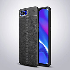 Coque Silicone Gel Motif Cuir Housse Etui H06 pour Oppo K1 Noir