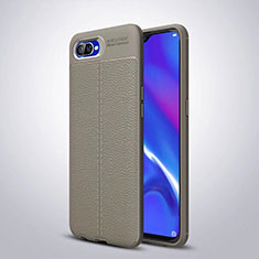 Coque Silicone Gel Motif Cuir Housse Etui H06 pour Oppo R15X Gris