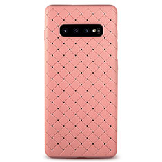 Coque Silicone Gel Motif Cuir Housse Etui L02 pour Samsung Galaxy S10 5G Or Rose