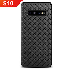 Coque Silicone Gel Motif Cuir Housse Etui L02 pour Samsung Galaxy S10 Noir