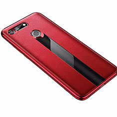 Coque Silicone Gel Motif Cuir Housse Etui M01 pour Huawei Honor V20 Rouge