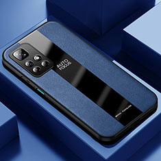 Coque Silicone Gel Motif Cuir Housse Etui PB1 pour Xiaomi Redmi Note 11 5G Bleu