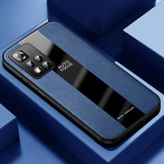 Coque Silicone Gel Motif Cuir Housse Etui PB1 pour Xiaomi Redmi Note 11 Pro+ Plus 5G Bleu