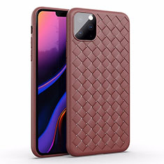 Coque Silicone Gel Motif Cuir Housse Etui pour Apple iPhone 11 Pro Marron