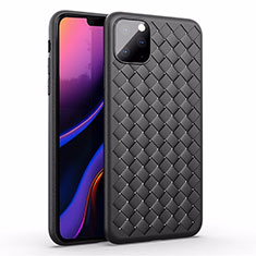 Coque Silicone Gel Motif Cuir Housse Etui pour Apple iPhone 11 Pro Max Noir