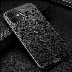 Coque Silicone Gel Motif Cuir Housse Etui pour Apple iPhone 12 Mini Noir