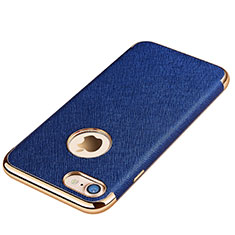 Coque Silicone Gel Motif Cuir Housse Etui pour Apple iPhone 7 Bleu