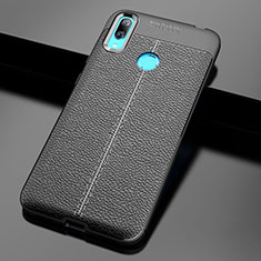 Coque Silicone Gel Motif Cuir Housse Etui pour Huawei Enjoy 9 Noir