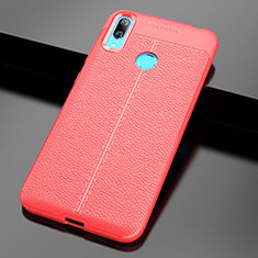 Coque Silicone Gel Motif Cuir Housse Etui pour Huawei Enjoy 9 Rouge