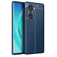 Coque Silicone Gel Motif Cuir Housse Etui pour Huawei Honor 60 Pro 5G Bleu