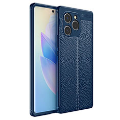 Coque Silicone Gel Motif Cuir Housse Etui pour Huawei Honor 60 SE 5G Bleu