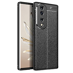 Coque Silicone Gel Motif Cuir Housse Etui pour Huawei Honor 70 Pro+ Plus 5G Noir