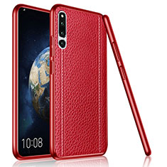 Coque Silicone Gel Motif Cuir Housse Etui pour Huawei Honor Magic 2 Rouge