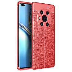 Coque Silicone Gel Motif Cuir Housse Etui pour Huawei Honor Magic3 5G Rouge