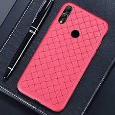 Coque Silicone Gel Motif Cuir Housse Etui pour Huawei Honor V10 Lite Rouge