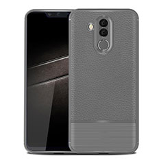 Coque Silicone Gel Motif Cuir Housse Etui pour Huawei Mate 20 Lite Gris