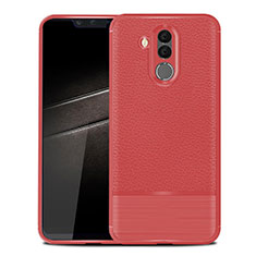 Coque Silicone Gel Motif Cuir Housse Etui pour Huawei Mate 20 Lite Rouge