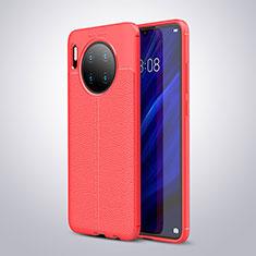 Coque Silicone Gel Motif Cuir Housse Etui pour Huawei Mate 30E Pro 5G Rouge