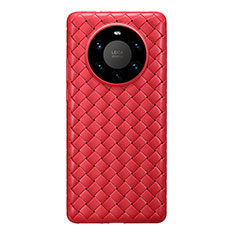 Coque Silicone Gel Motif Cuir Housse Etui pour Huawei Mate 40 Pro+ Plus Rouge