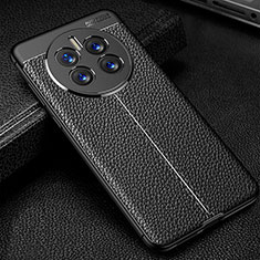 Coque Silicone Gel Motif Cuir Housse Etui pour Huawei Mate 50 Noir