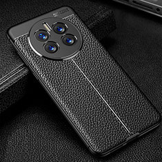 Coque Silicone Gel Motif Cuir Housse Etui pour Huawei Mate 50E Noir