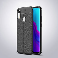 Coque Silicone Gel Motif Cuir Housse Etui pour Huawei Y6 Prime (2019) Noir