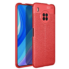 Coque Silicone Gel Motif Cuir Housse Etui pour Huawei Y9a Rouge