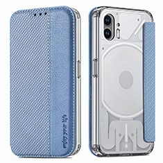 Coque Silicone Gel Motif Cuir Housse Etui pour Nothing Phone 2 Bleu