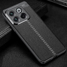 Coque Silicone Gel Motif Cuir Housse Etui pour OnePlus 10T 5G Noir