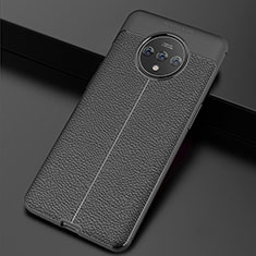 Coque Silicone Gel Motif Cuir Housse Etui pour OnePlus 7T Noir
