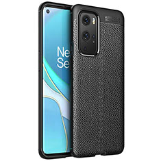 Coque Silicone Gel Motif Cuir Housse Etui pour OnePlus 9 Pro 5G Noir