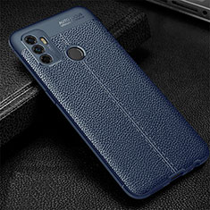 Coque Silicone Gel Motif Cuir Housse Etui pour Oppo A11s Bleu