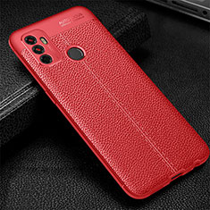 Coque Silicone Gel Motif Cuir Housse Etui pour Oppo A32 Rouge