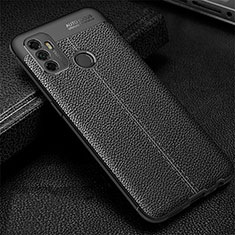 Coque Silicone Gel Motif Cuir Housse Etui pour Oppo A53s Noir