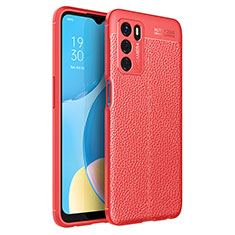 Coque Silicone Gel Motif Cuir Housse Etui pour Oppo A54s Rouge