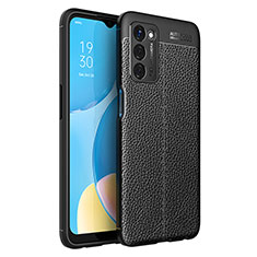 Coque Silicone Gel Motif Cuir Housse Etui pour Oppo A55 5G Noir