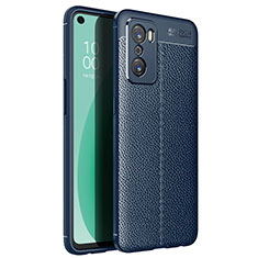 Coque Silicone Gel Motif Cuir Housse Etui pour Oppo A55S 5G Bleu