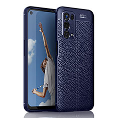 Coque Silicone Gel Motif Cuir Housse Etui pour Oppo A93 5G Bleu