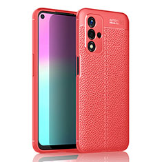 Coque Silicone Gel Motif Cuir Housse Etui pour Oppo A93s 5G Rouge