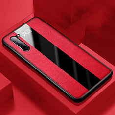 Coque Silicone Gel Motif Cuir Housse Etui pour Oppo F15 Rouge