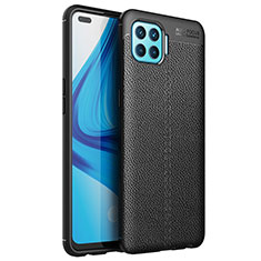 Coque Silicone Gel Motif Cuir Housse Etui pour Oppo F17 Pro Noir