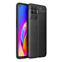 Coque Silicone Gel Motif Cuir Housse Etui pour Oppo F19 Pro Noir