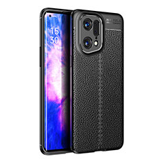 Coque Silicone Gel Motif Cuir Housse Etui pour Oppo Find X5 Pro 5G Noir