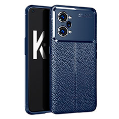 Coque Silicone Gel Motif Cuir Housse Etui pour Oppo K10 Pro 5G Bleu