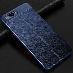 Coque Silicone Gel Motif Cuir Housse Etui pour Oppo R15X Bleu