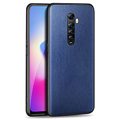 Coque Silicone Gel Motif Cuir Housse Etui pour Oppo Reno2 Bleu