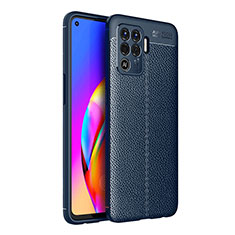 Coque Silicone Gel Motif Cuir Housse Etui pour Oppo Reno5 F Bleu